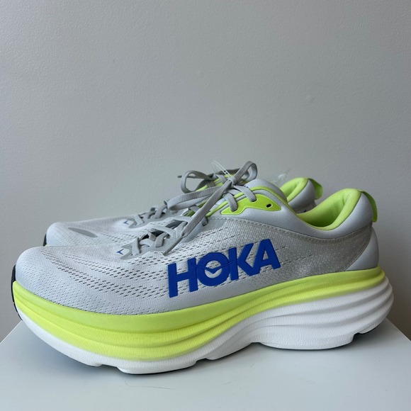 NEW Hoka Bondi 8 Running Shoes Mens 13D Stardust Lettuce Lime Cushion Sneakers